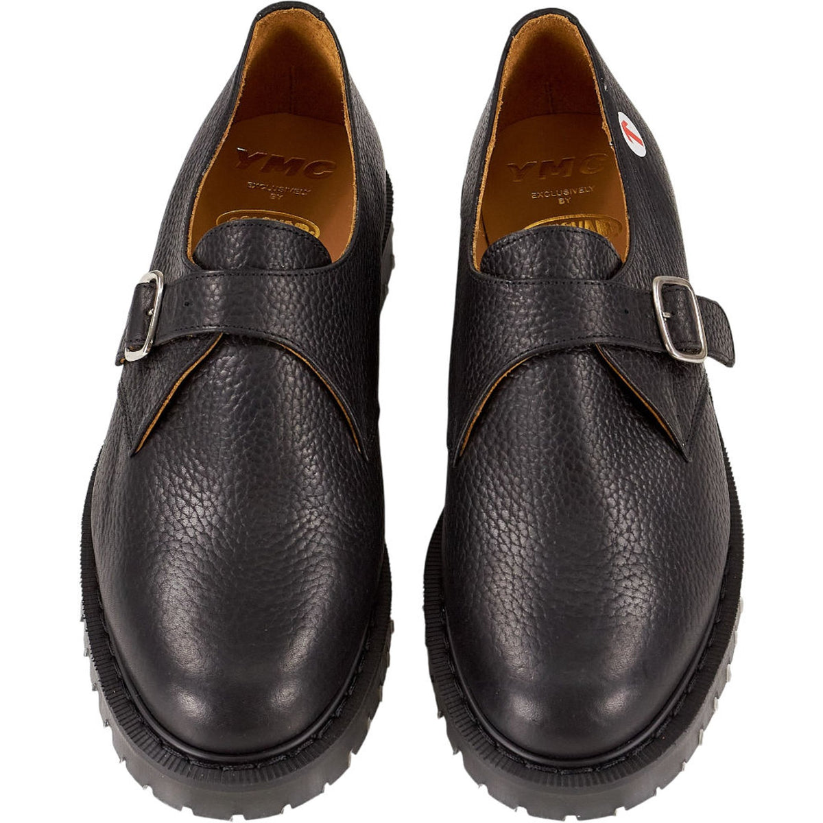 YMC Black Leather Buckle Shoes