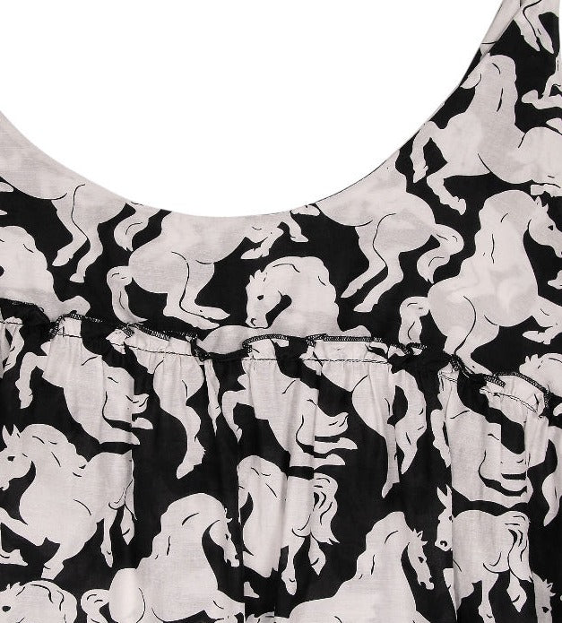 Stella McCartney Black White Horse Print Summer Dress