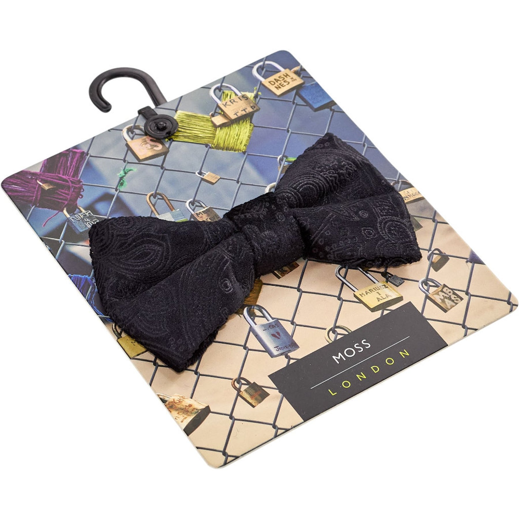 Moss London Black Paisley Bow Tie
