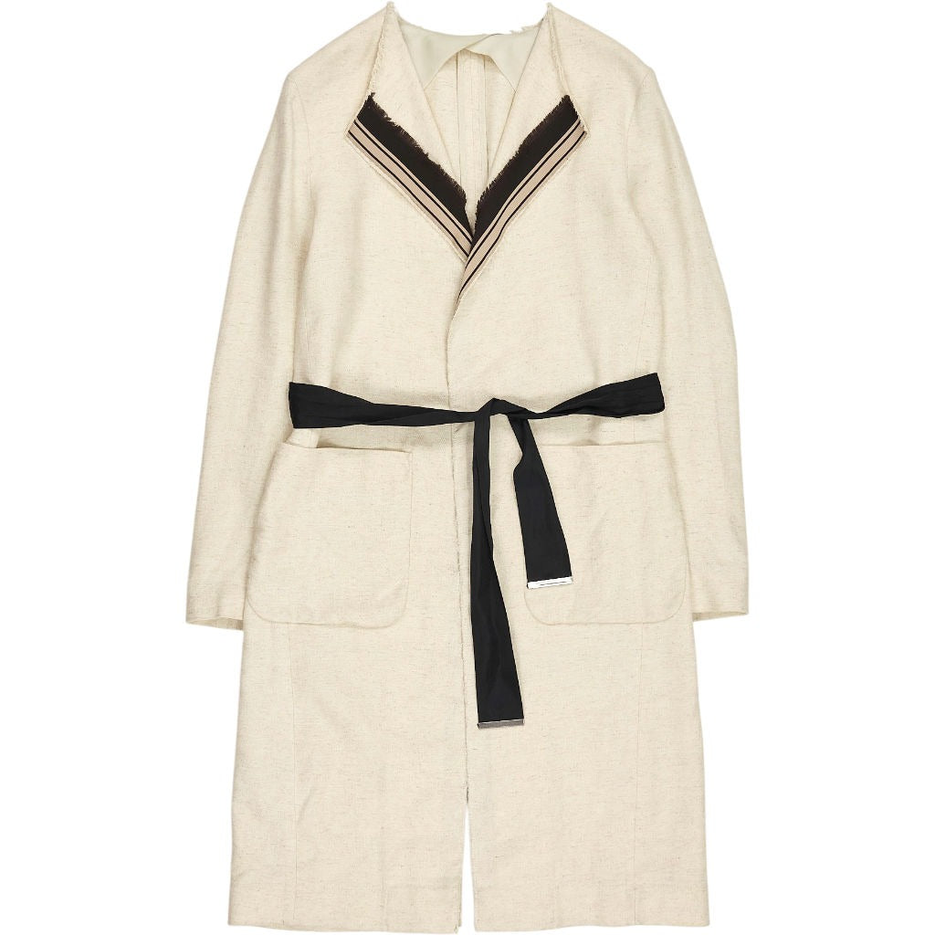 Pinko Cream Linen-Blend Belted Coat