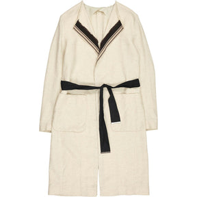 Pinko Cream Linen-Blend Belted Coat