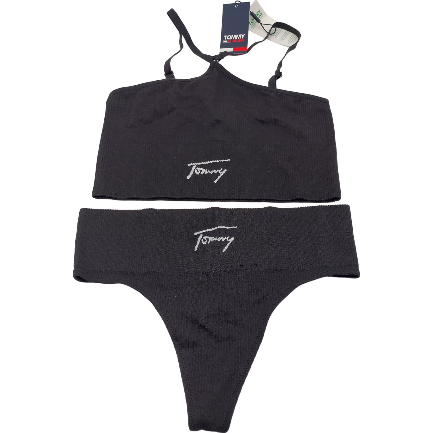 Tommy Jeans Black Halterneck/Thong Set
