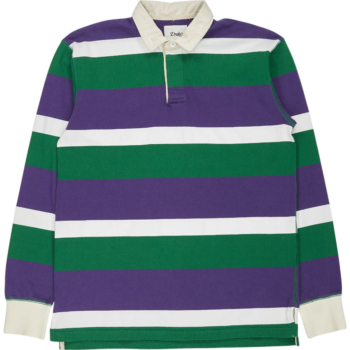 Drake's Multicolour Stripe Rugby Shirt S