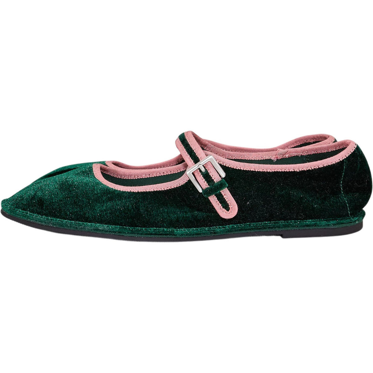 Pull & Bear Green Velvet Mary Janes