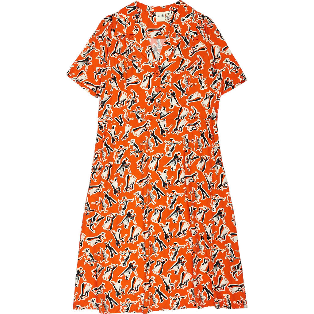 Joanie Orange Tally Tea Dress