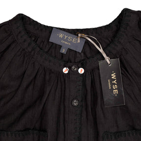 Wyse Black Monica Linen Blouse