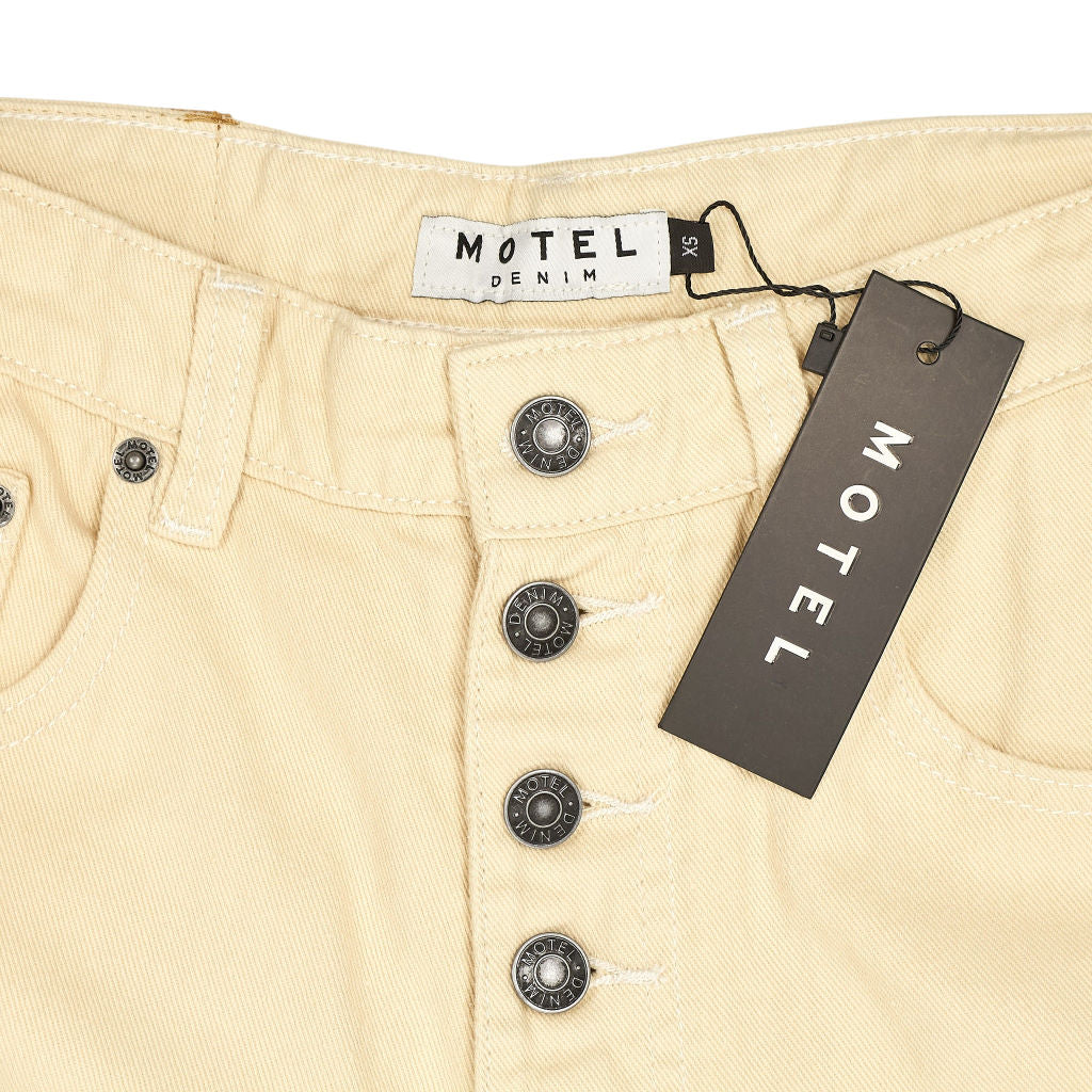 Motel Cream Exposed Button Jeans