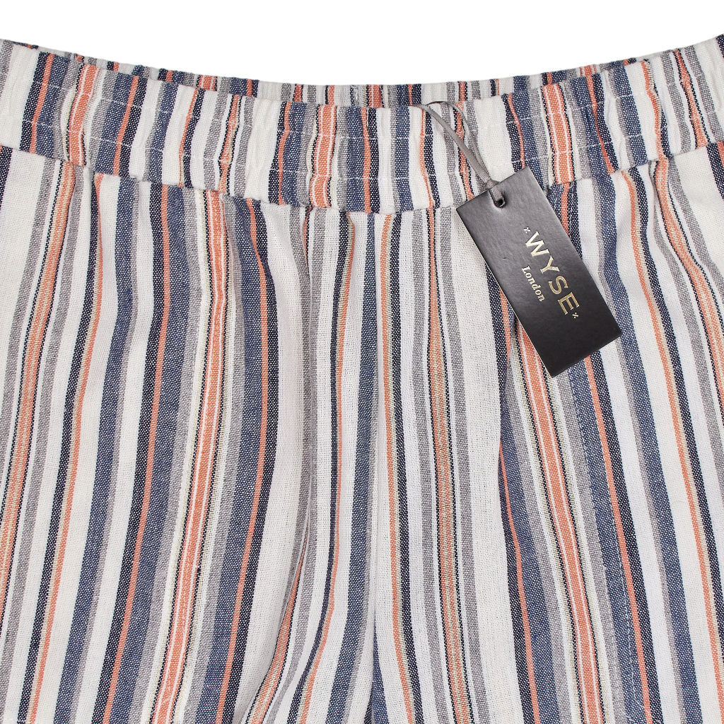 WYSE Multi Stripe Angeline Linen Cropped Trousers