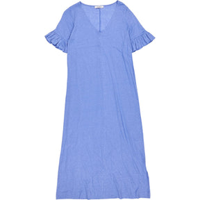 NRBY Blue V-Neck Linen Slub Dress