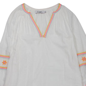 NRBY White Embroidered Cotton Dress
