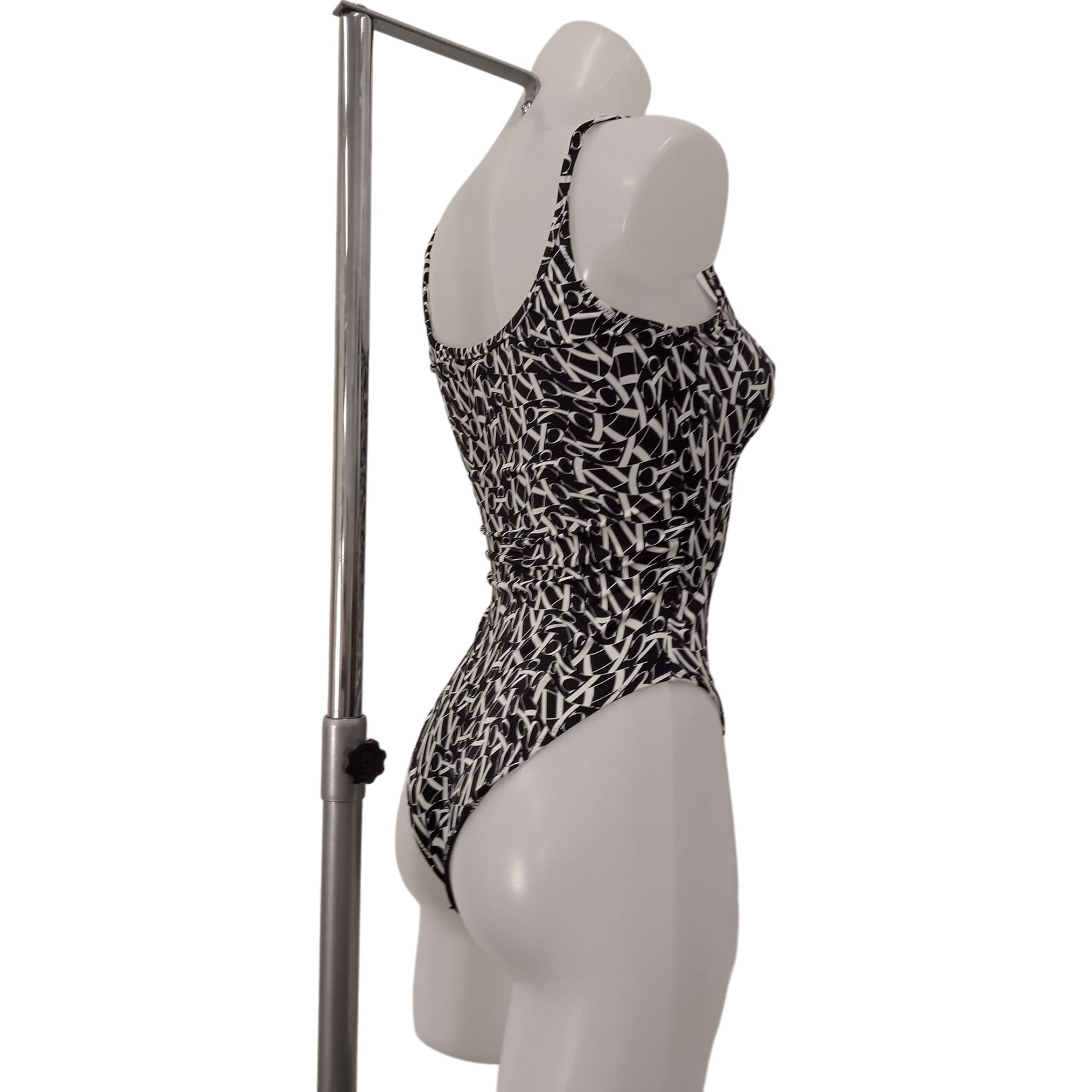 Calvin Klein Black & White Monogram Printed One Piece Swimwear