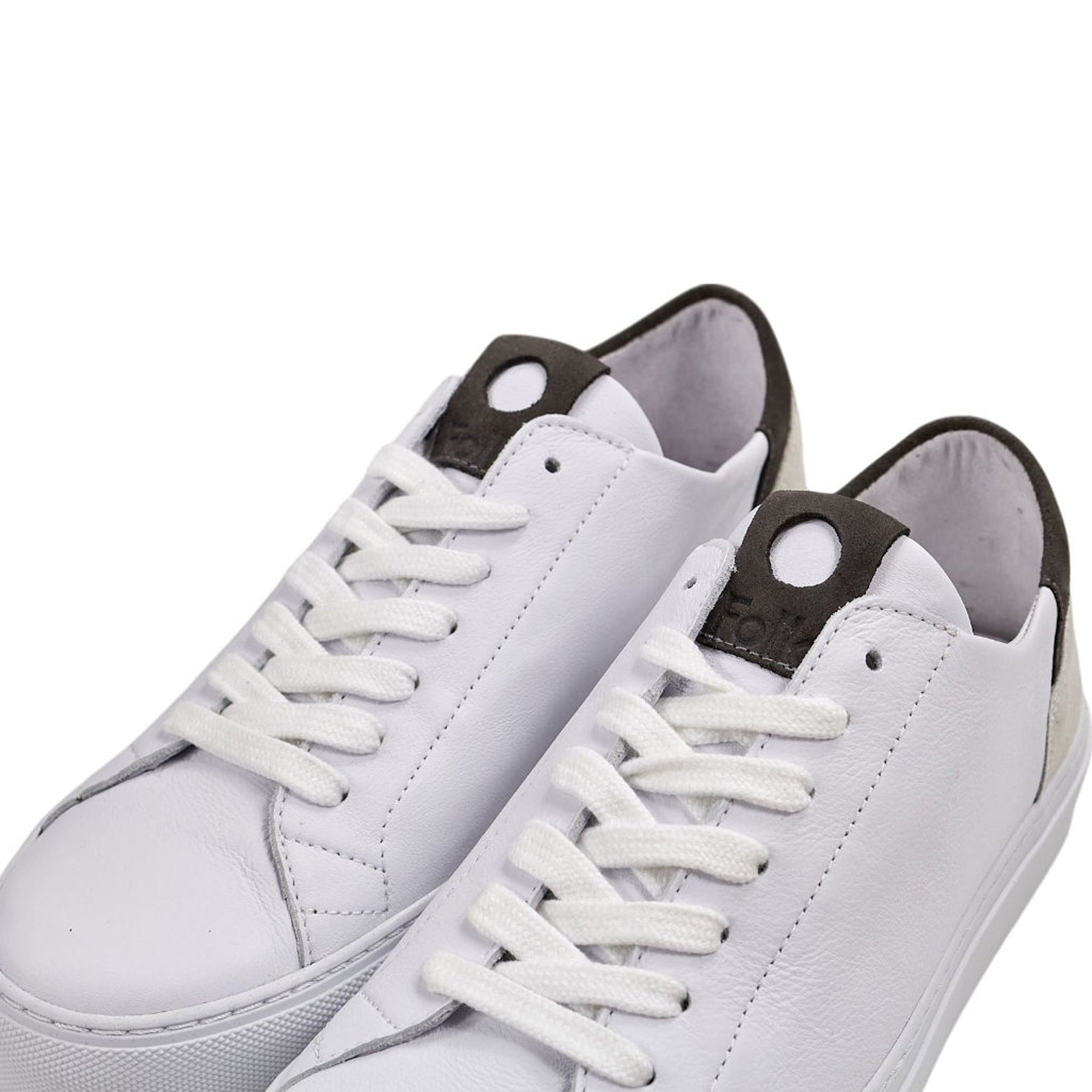 Folk White Charcoal Mid Leather Sneakers