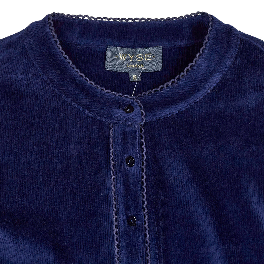 Wyse Blue Corduroy Velvet Top