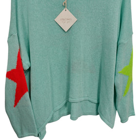 Aroma Green Star Sleeve Knit Jumper