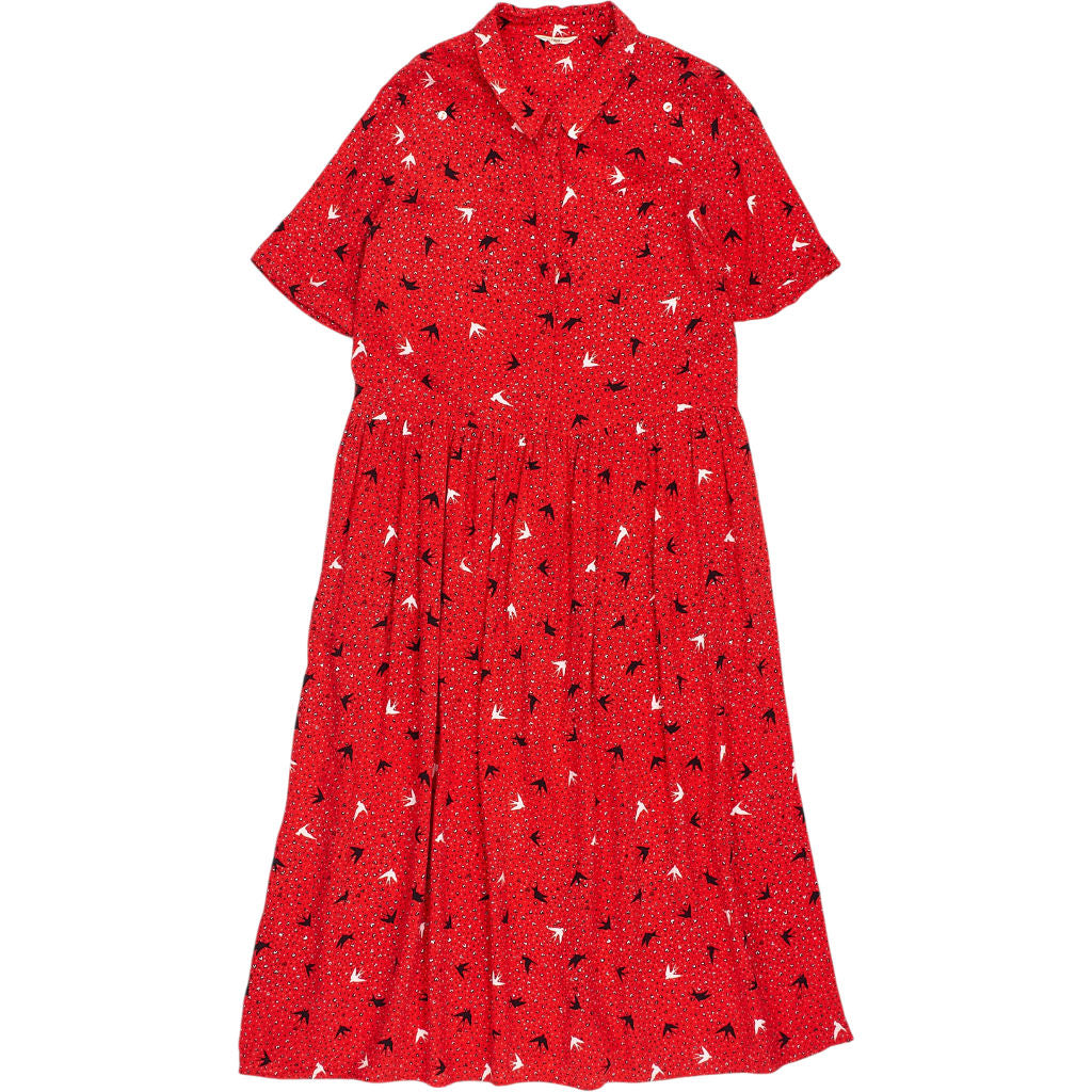 Hush Red Bird Print Dress UK 8