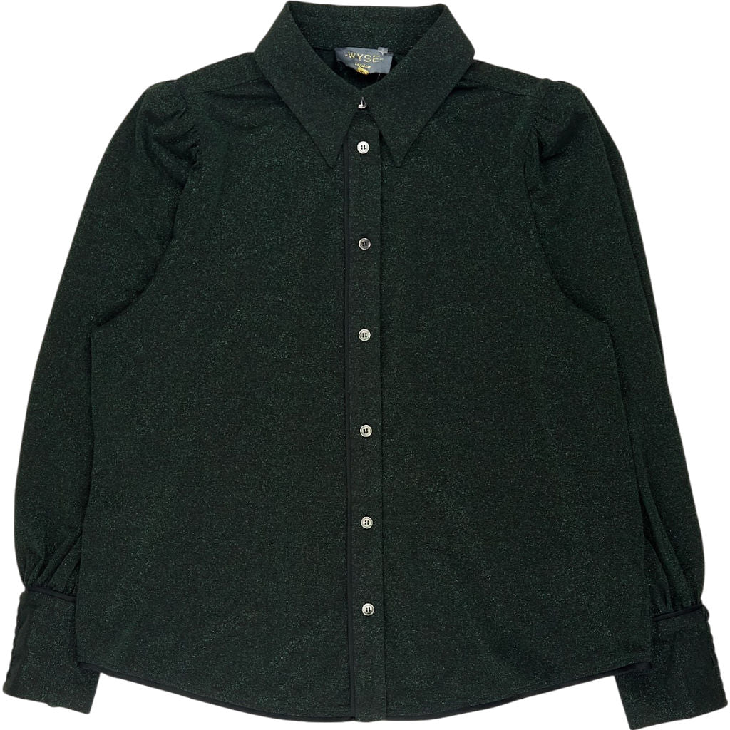 Wyse Green Collared Button-Up Shirt
