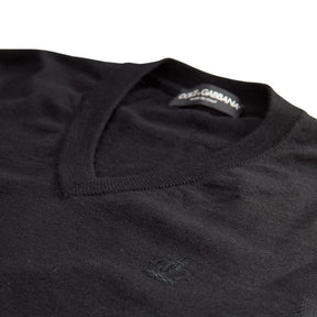 Dolce & Gabbana Black V-Neck Jumper