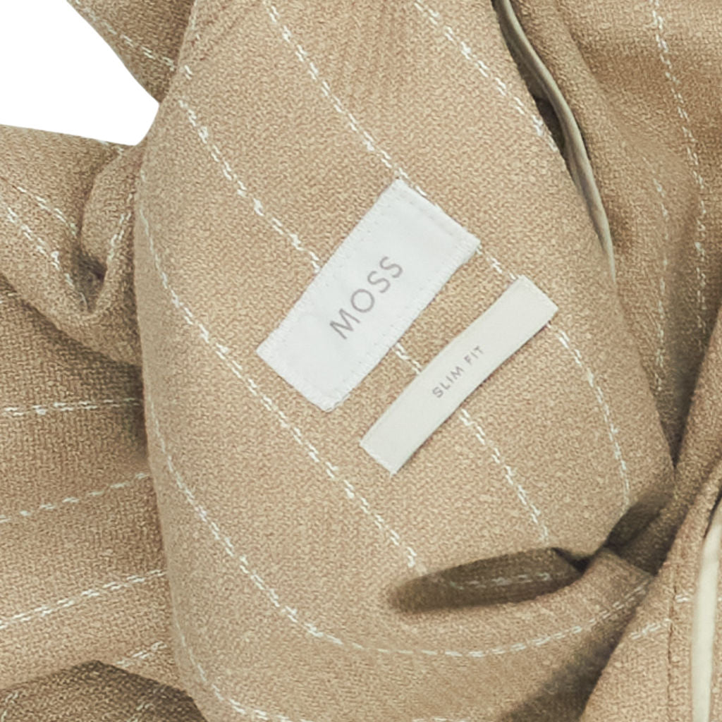 Moss Beige Striped Slim Fit Blazer 34"