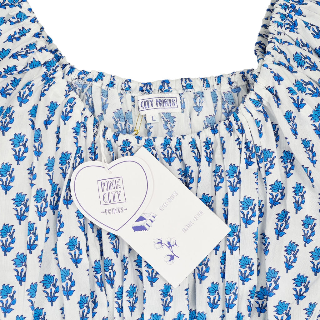 Pink City Prints Blue Floral Rah Rah Top