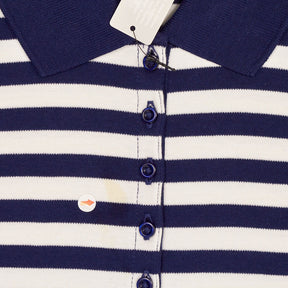 Lands' End Navy White Stripe Polo Shirt