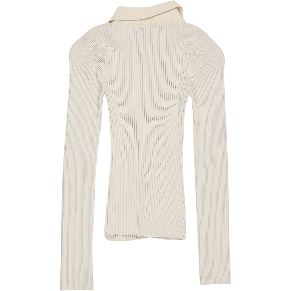 Anthropologie Cream Ribbed Long Sleeve Top