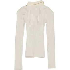 Anthropologie Cream Ribbed Long Sleeve Top