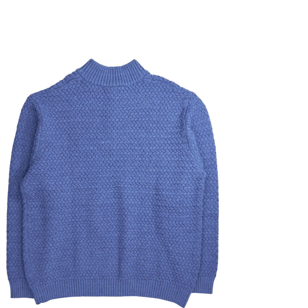 Lands' End Blue Textured Knit 1/4 Zip Jumper
