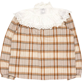seventy + mochi Beige Check Blouse