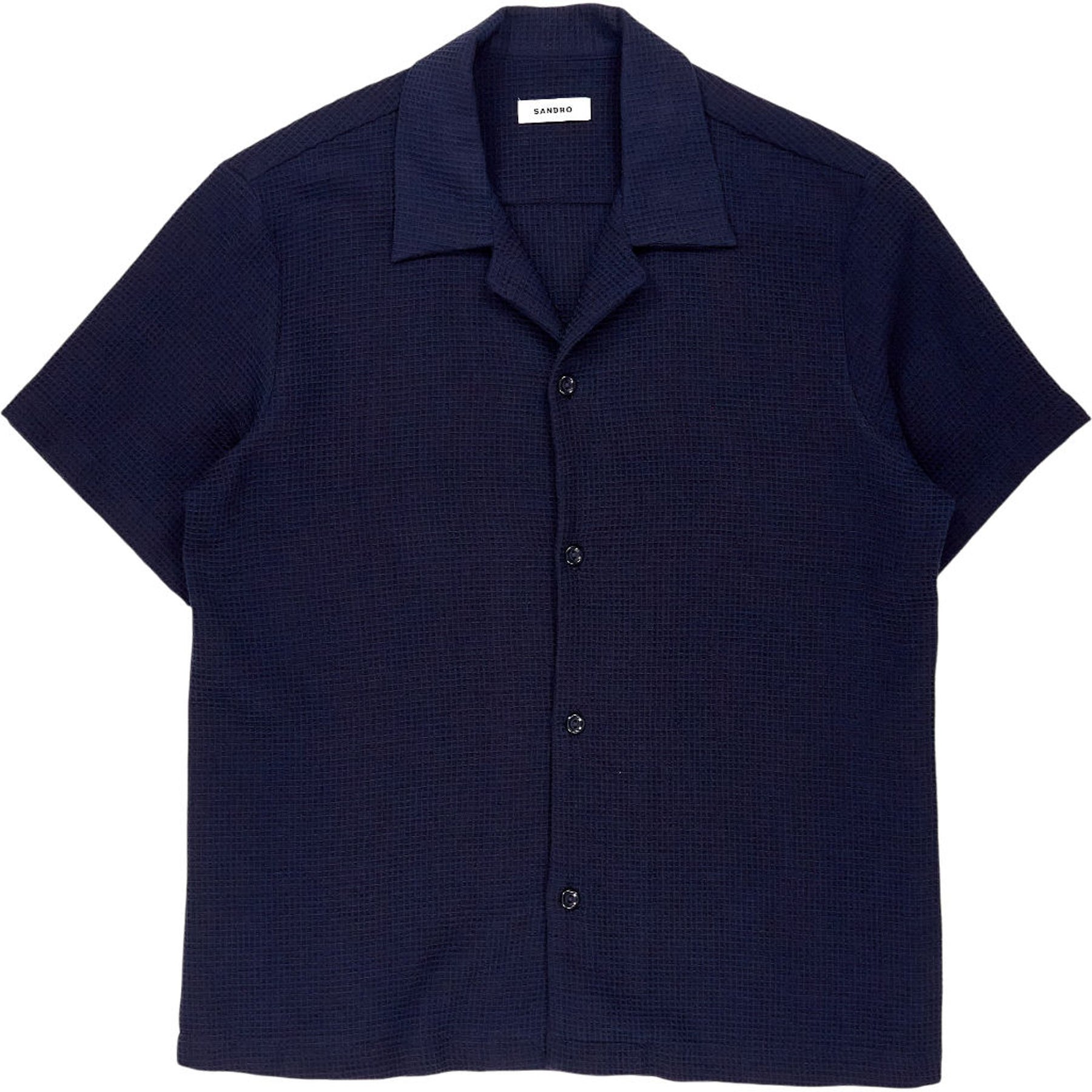 Sandro Navy Waffle Knit Shirt