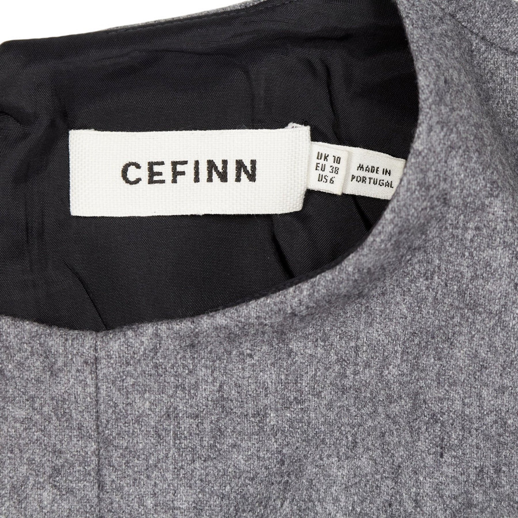 Cefinn Grey Wool Dress with Cream Sleeves