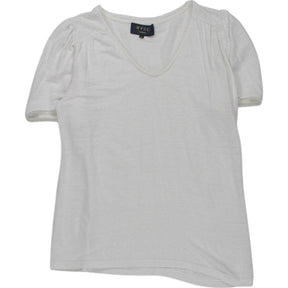 Wyse White Lace Tee Tulle Trim Top