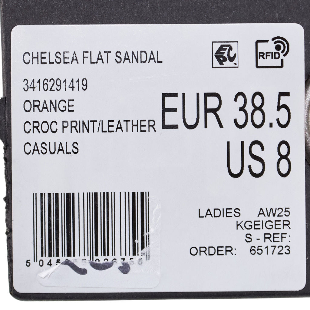 Kurt Geiger Orange Croc Print Chelsea Sandals