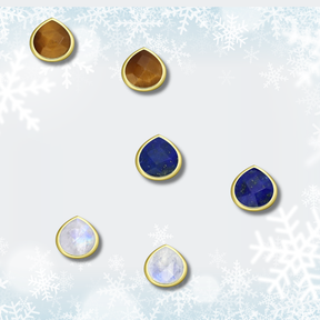 Tear Drop Stone Stud Earrings - gold plated