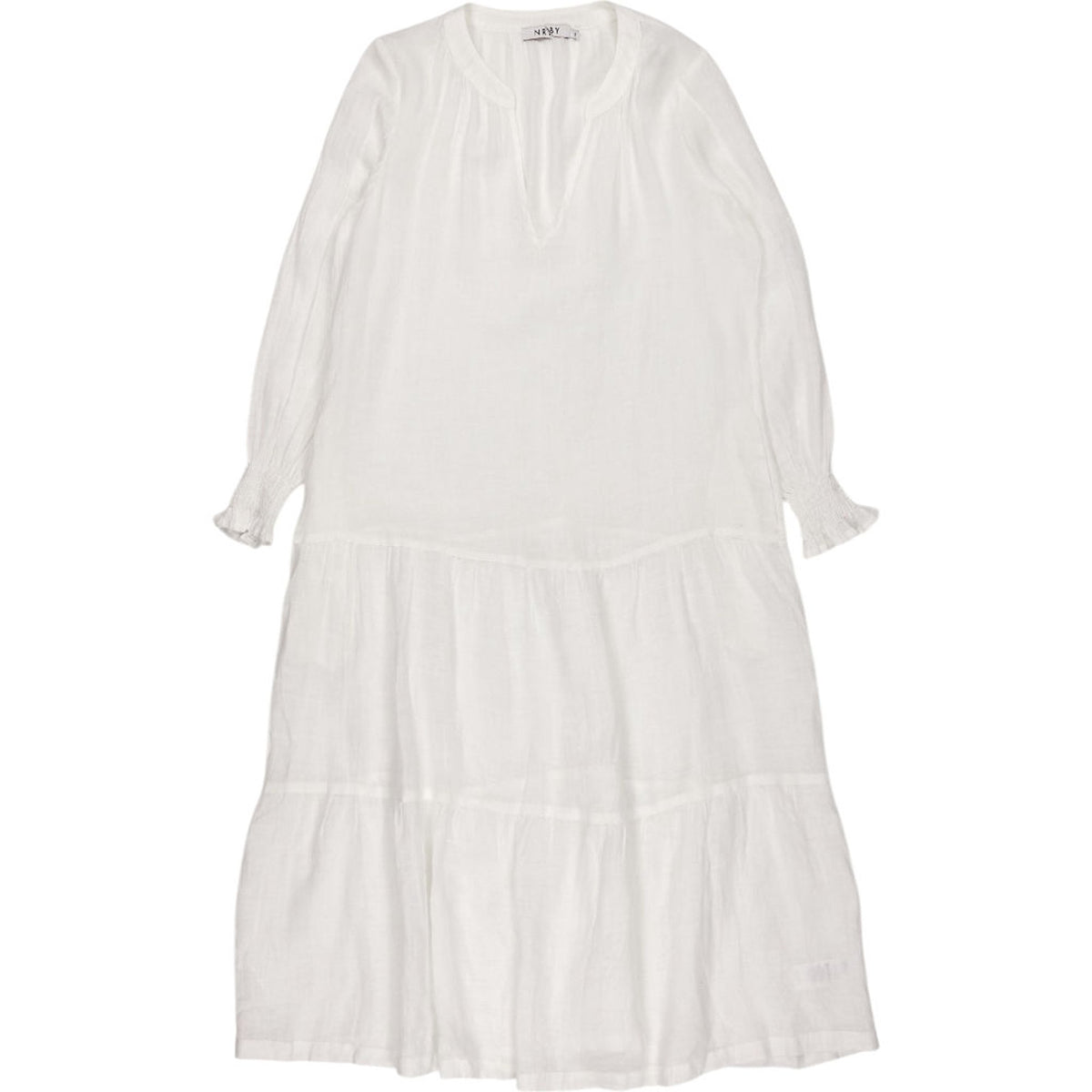 NRBY White Linen Midi Dress