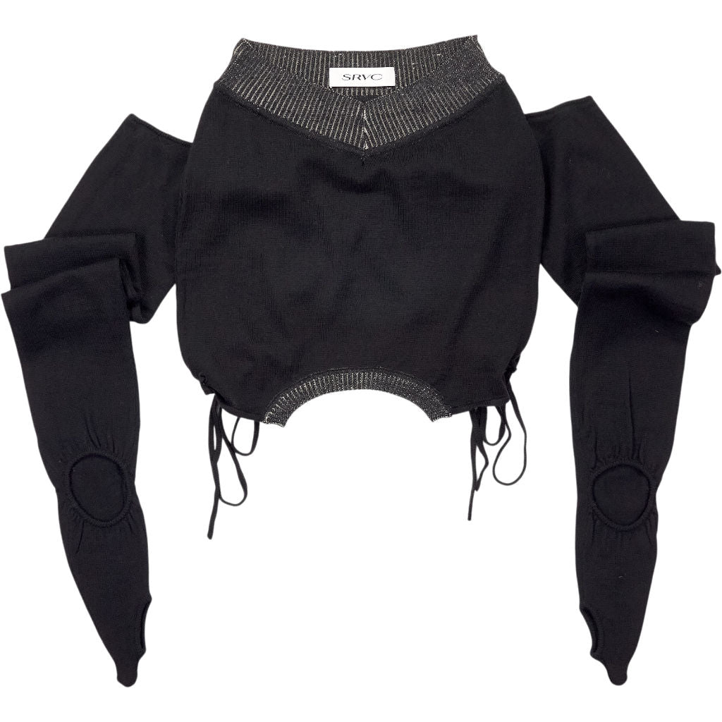 SRVC Black Wool Cropped Jumper