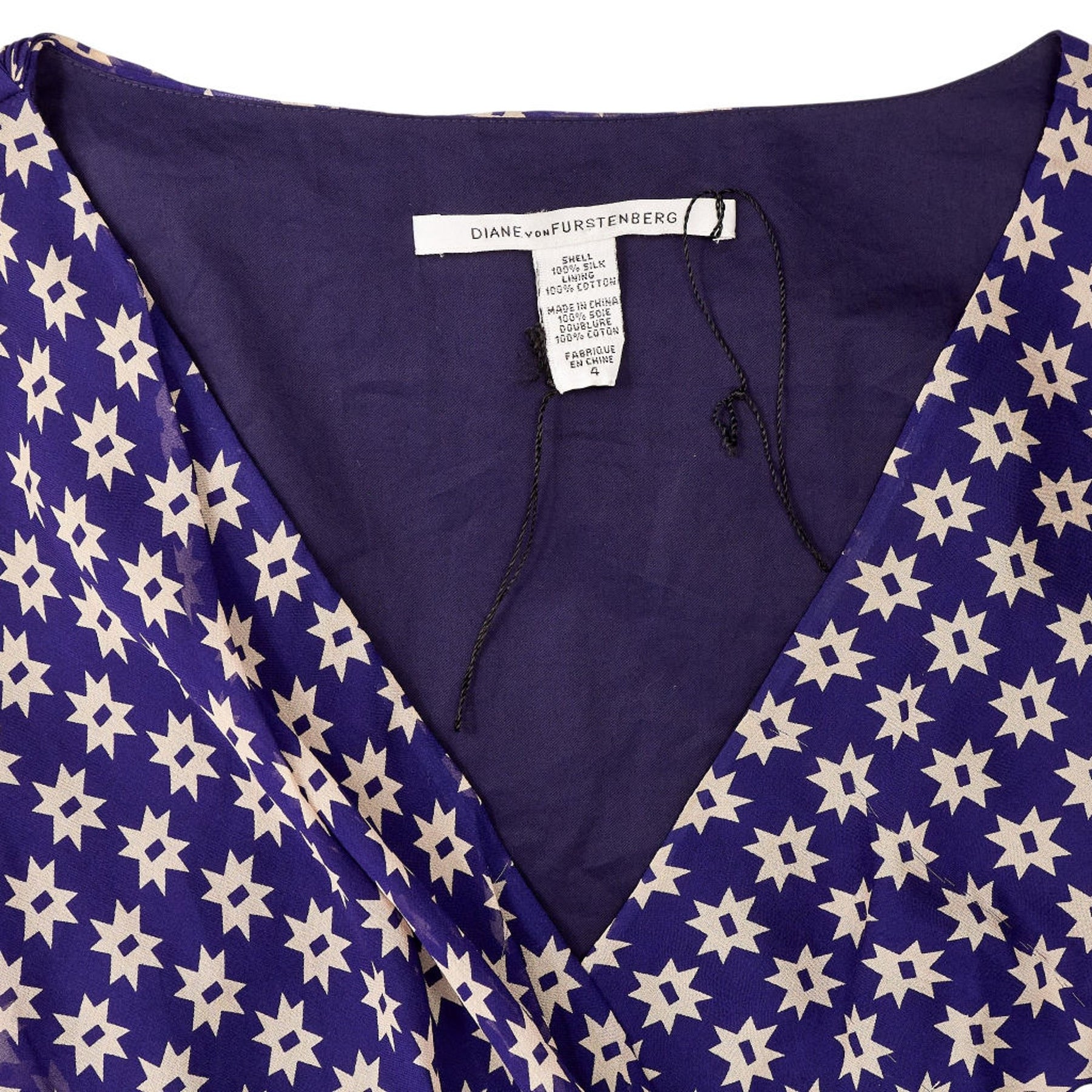 Diane von Furstenberg Blue Star Print Wrap Dress