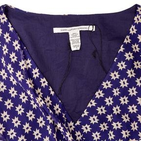 Diane von Furstenberg Blue Star Print Wrap Dress