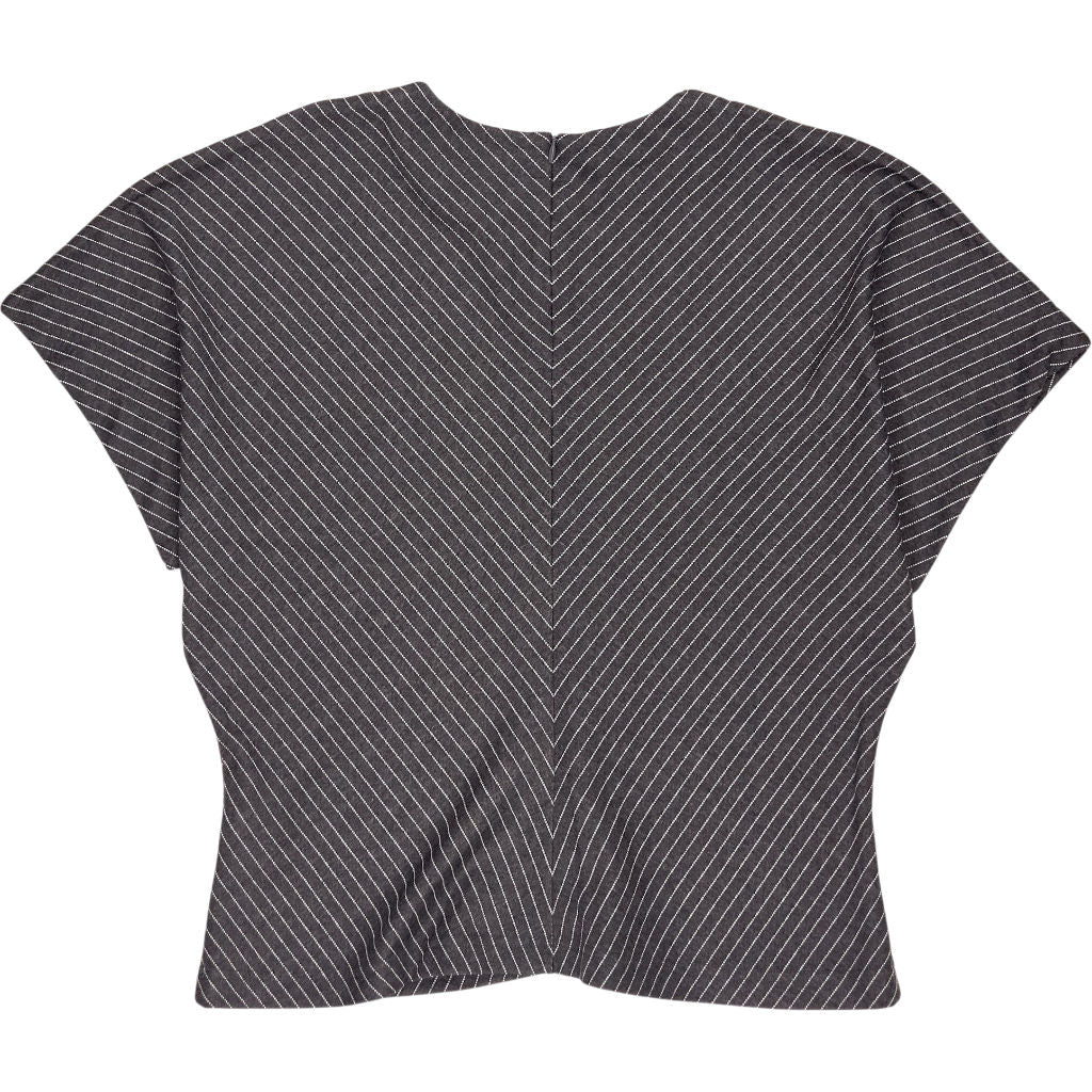Hush Grey Pinstripe Grown On Sleeve Top