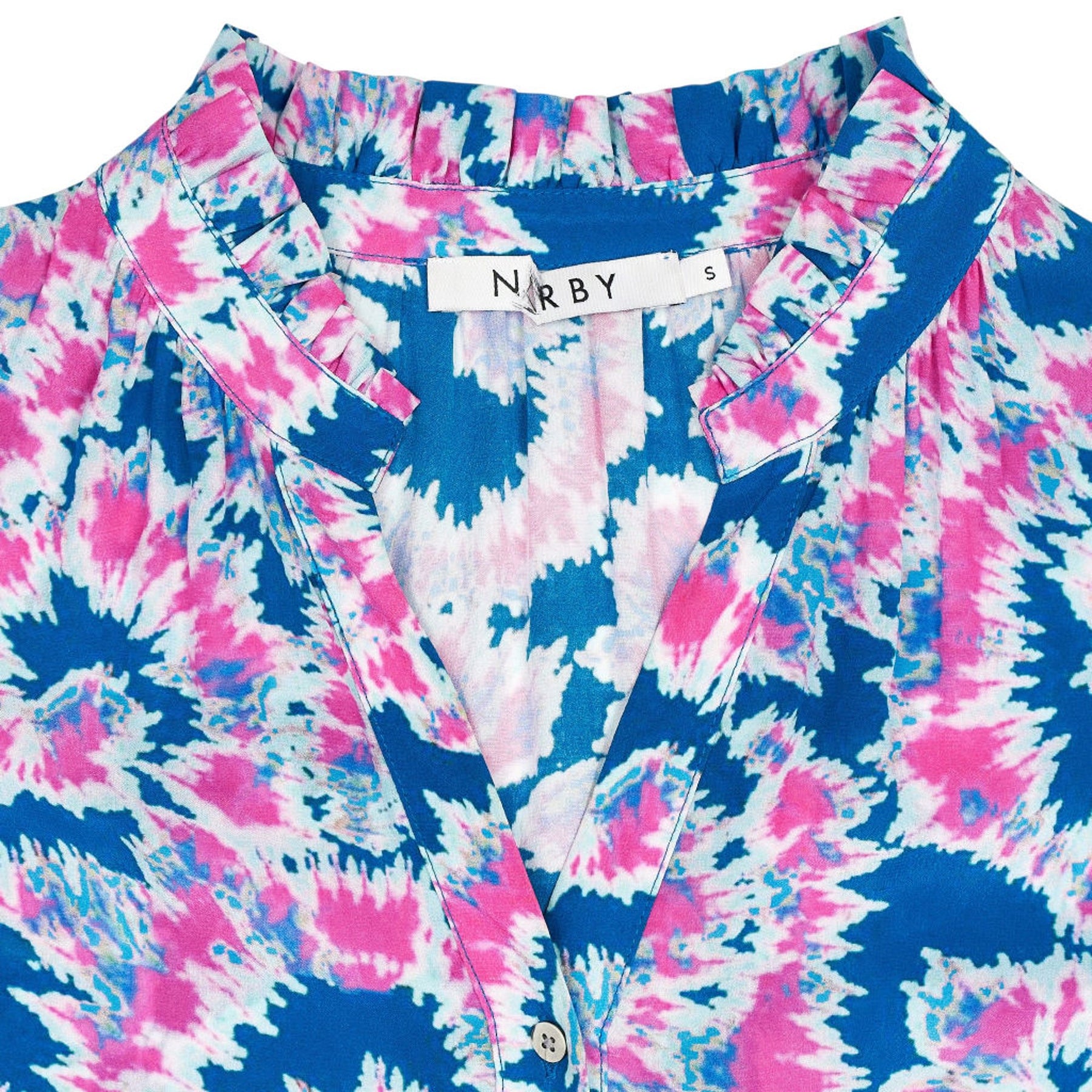 NRBY Blue Pink Floral Midi Dress