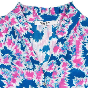 NRBY Blue Pink Floral Midi Dress