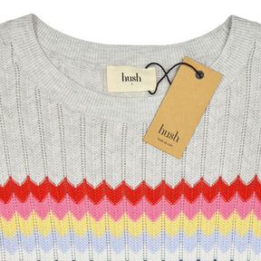 Hush Pale Grey Marl Novie Rainbow Stripe Jumper
