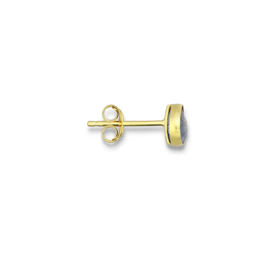 Tear Drop Stone Stud Earrings - gold plated