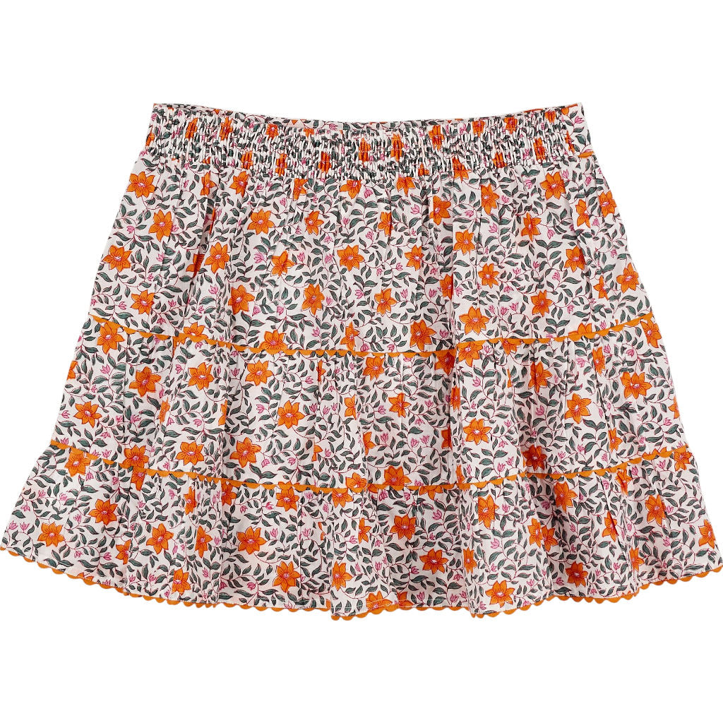 Pink City Prints Orange Floral Elsie Skirt