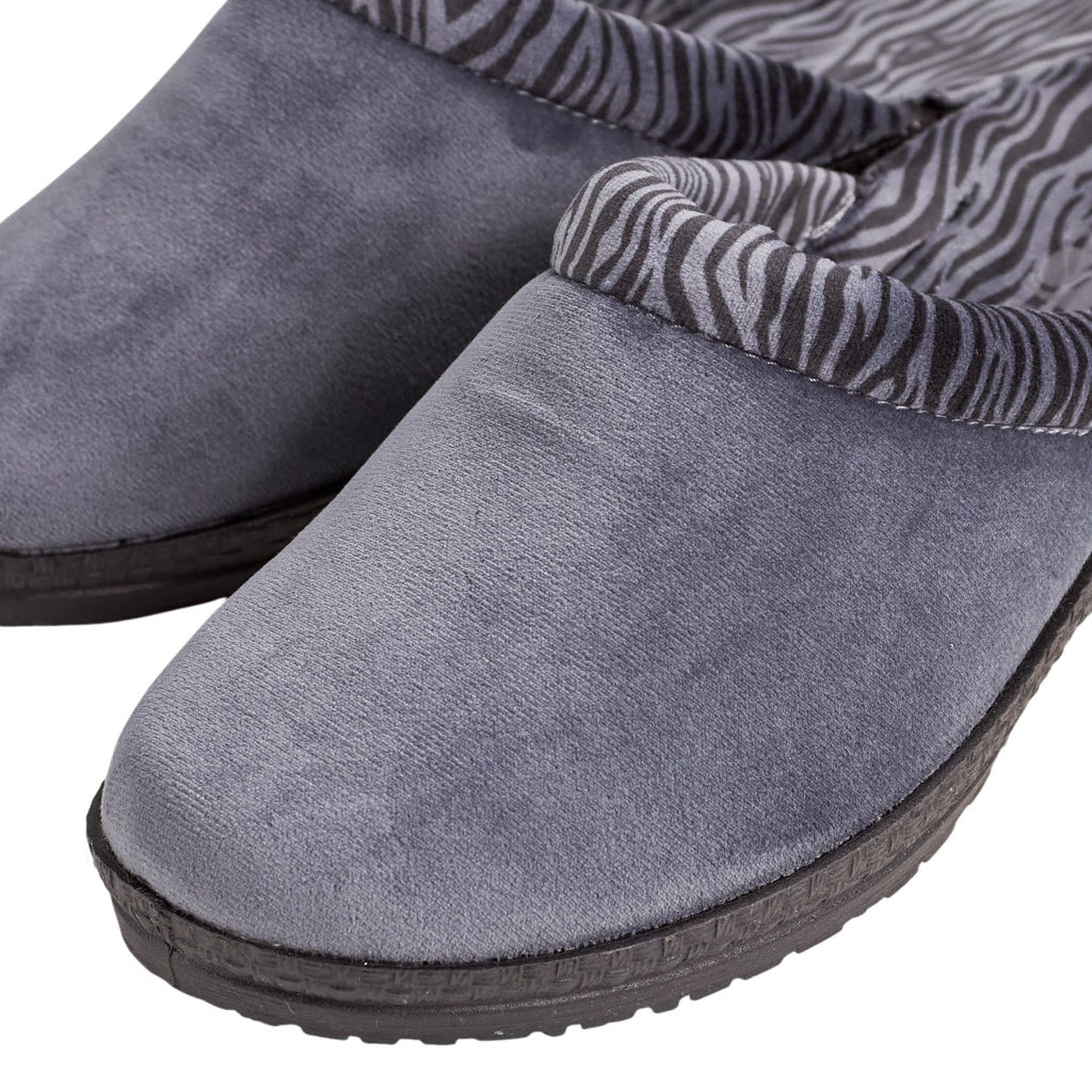 Rohde Grey Zebra Print Slippers