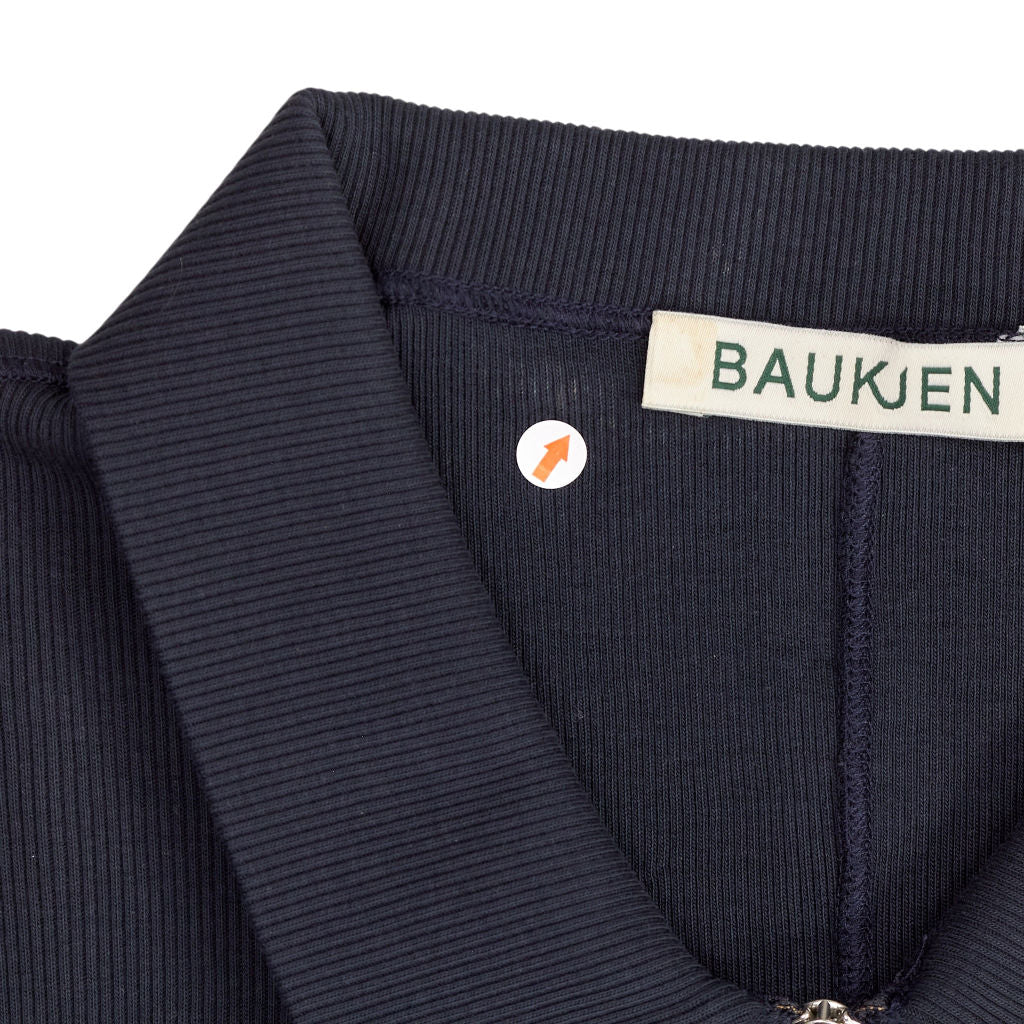 Baukjen Navy Ivy Rib Zip Collar Top