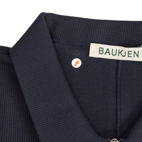 Baukjen Navy Ivy Rib Zip Collar Top
