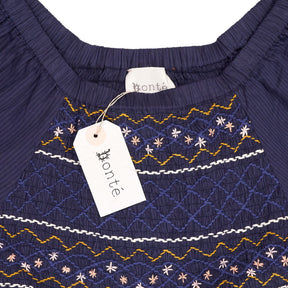 Bonte Navy Midnight Blue Luna Embroidered Dress