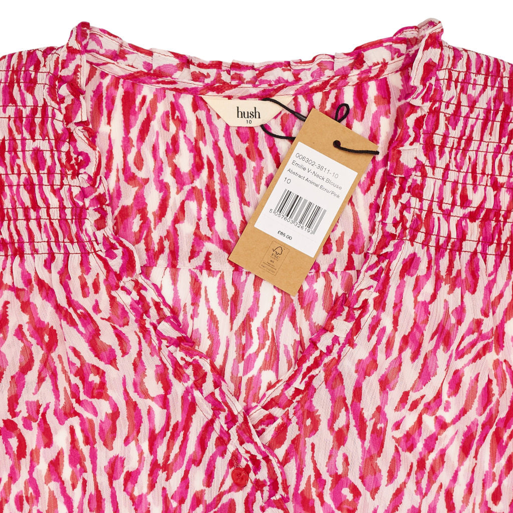 Hush Emilie  Pink Animal Print V-Neck Blouse