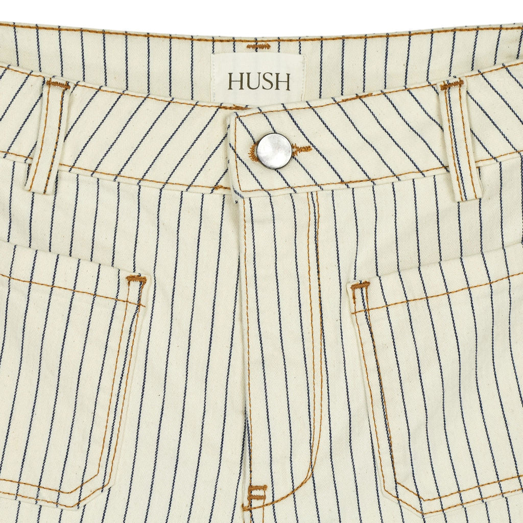 Hush Cream Striped Denim Shorts