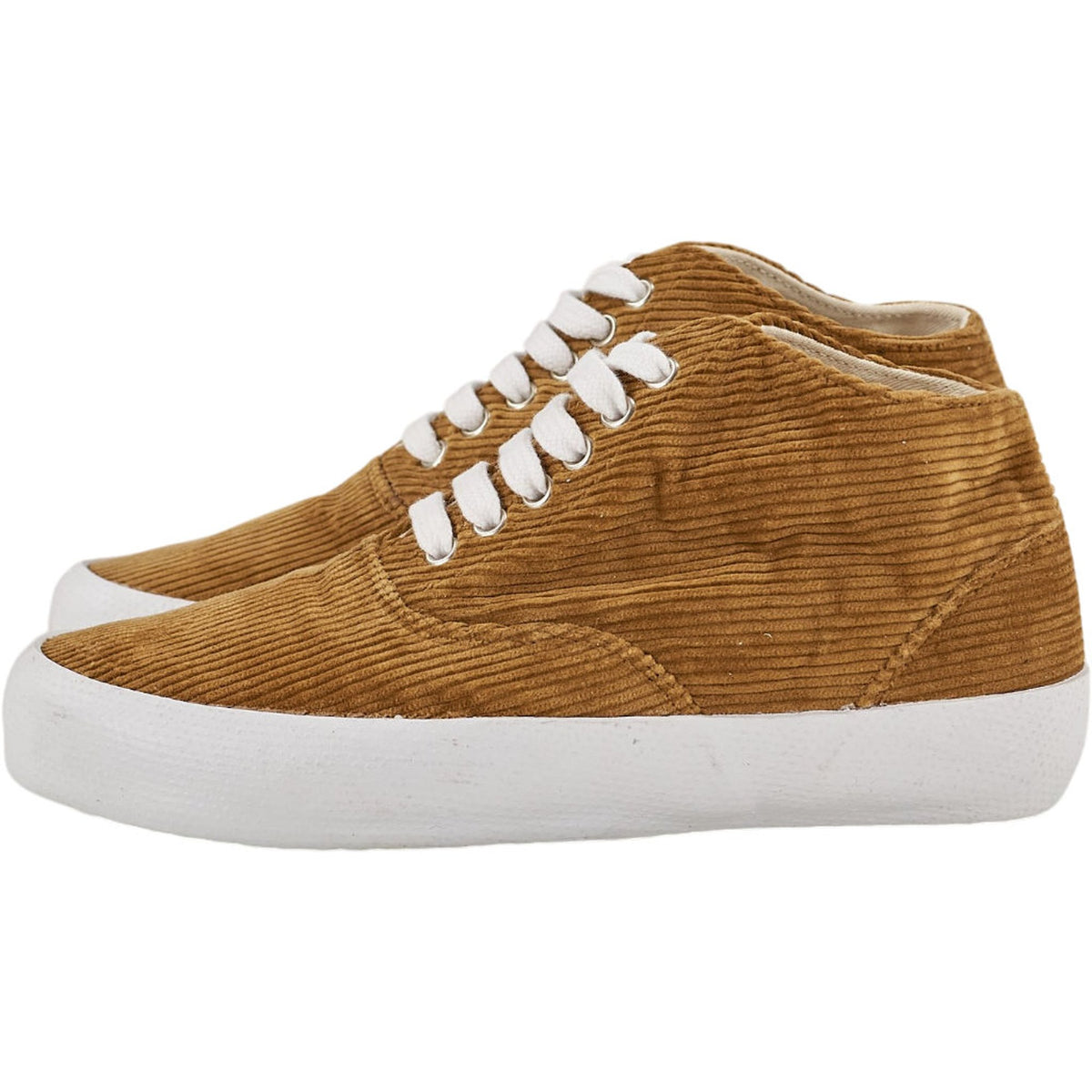 YMC Tan Corduroy High-Top Trainers